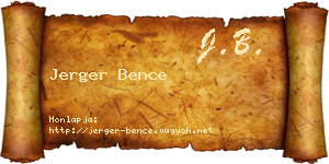 Jerger Bence névjegykártya